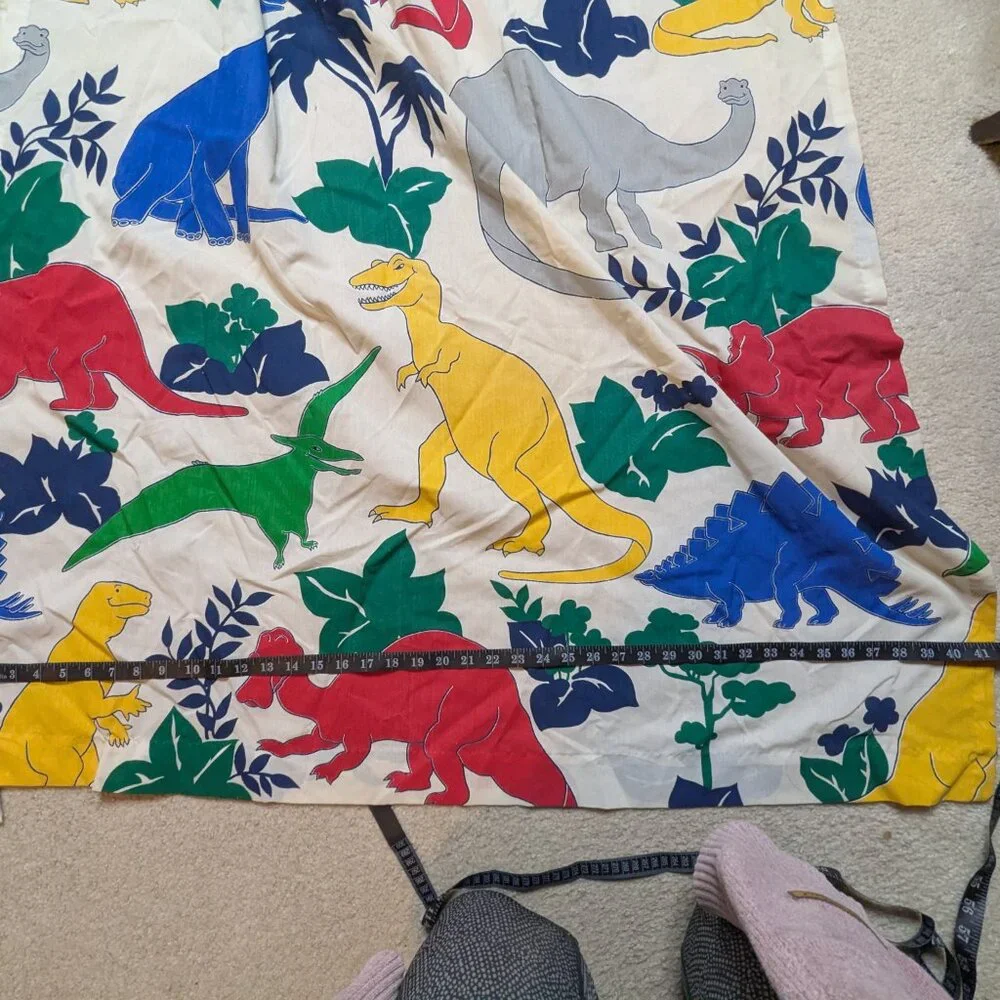 Vintage 90s Dinosaur Print Curtain Panels 62